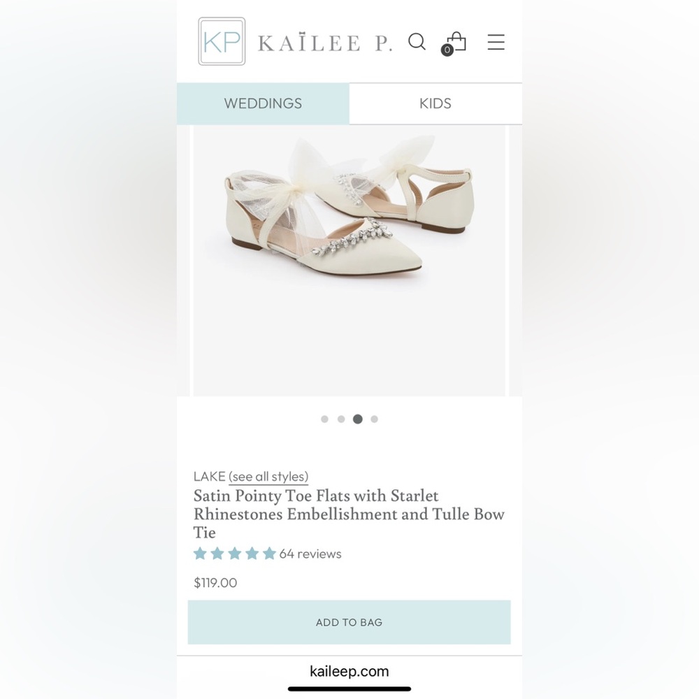 Kailee P. White Satin Pointy Toe Flats